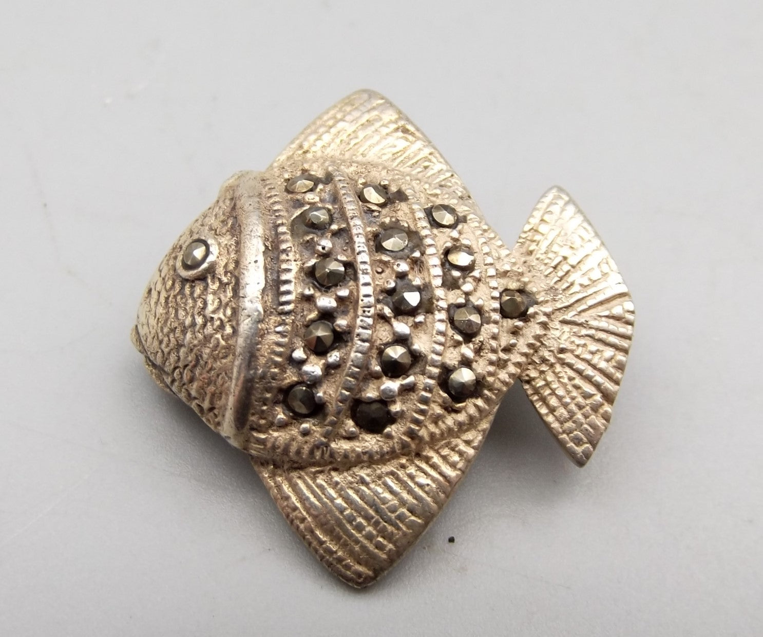 Sterling Silver Marcasite Angel Fish Brooch