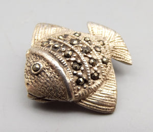 Sterling Silver Marcasite Angel Fish Brooch