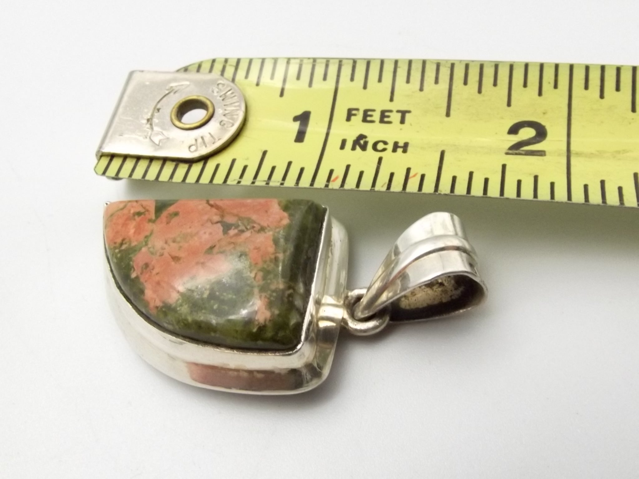 Sterling Silver Unakite Cabochon Pendant