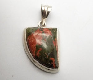 Sterling Silver Unakite Cabochon Pendant