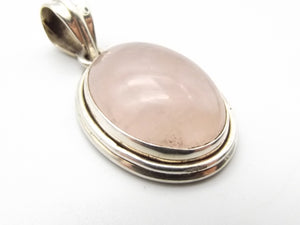 Sterling Silver Rose Quartz Cabochon Pendant