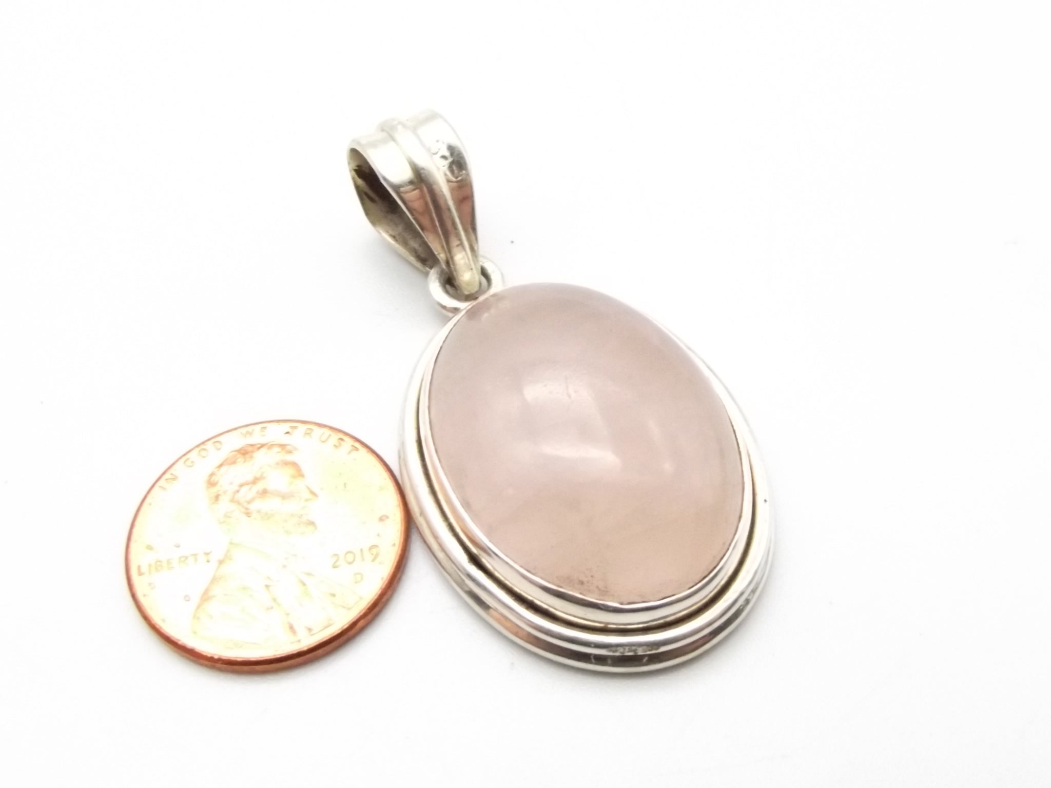 Sterling Silver Rose Quartz Cabochon Pendant