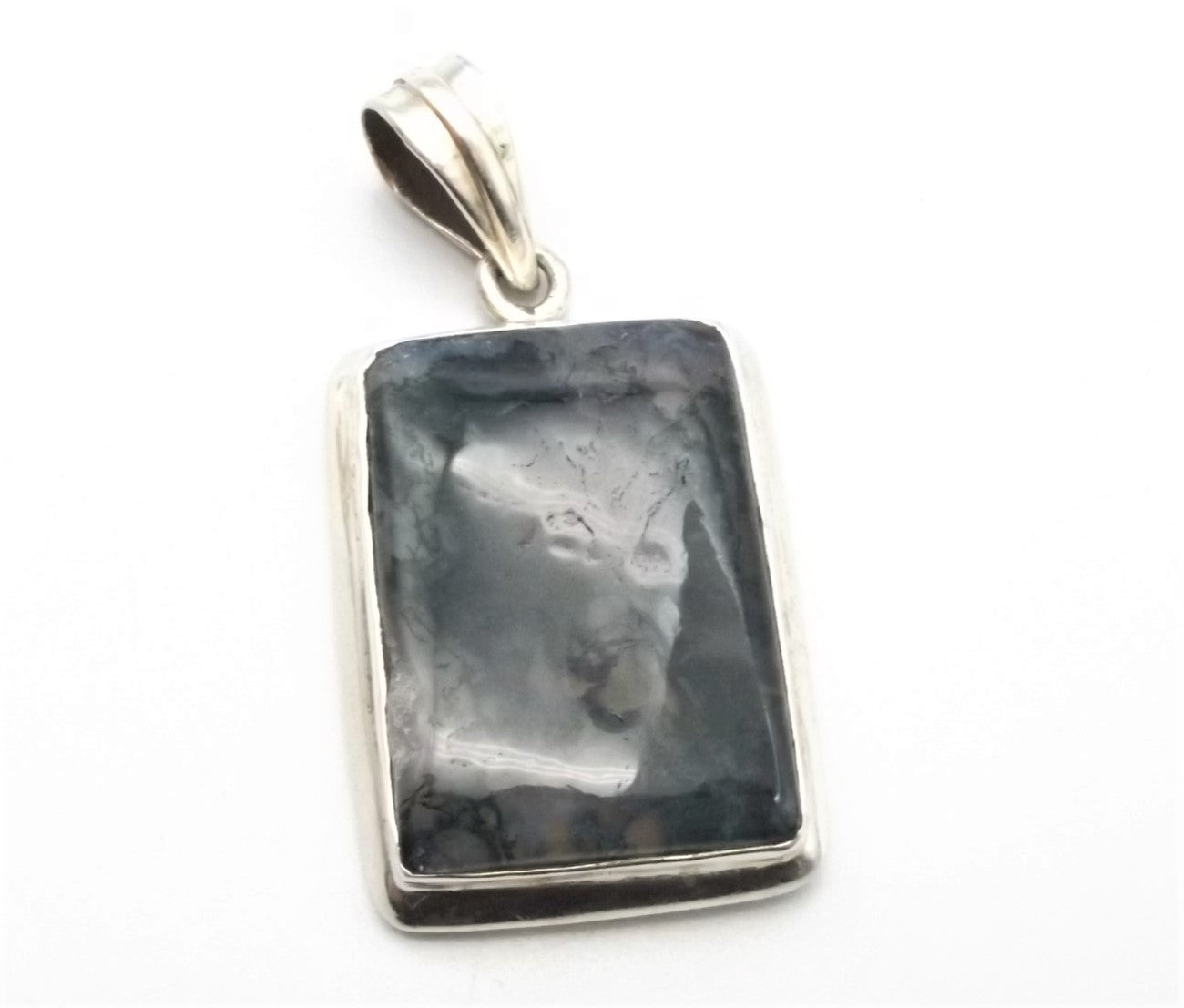 Sterling Silver Moss Agate Cabochon Pendant