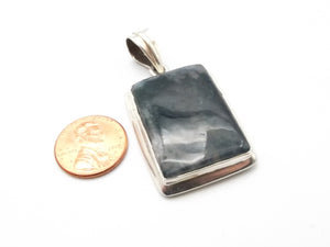 Sterling Silver Moss Agate Cabochon Pendant