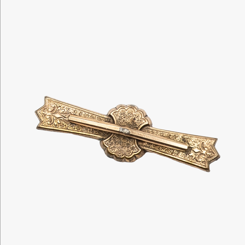 Antique Victorian Gold Filled Scrollwork Brooch