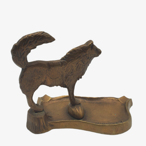 Antique 1929 Art Deco Bronze Wolf Ashtray