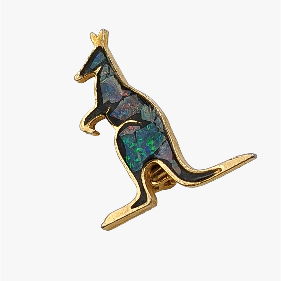 Vintage Australian Opal Kangaroo Brooch