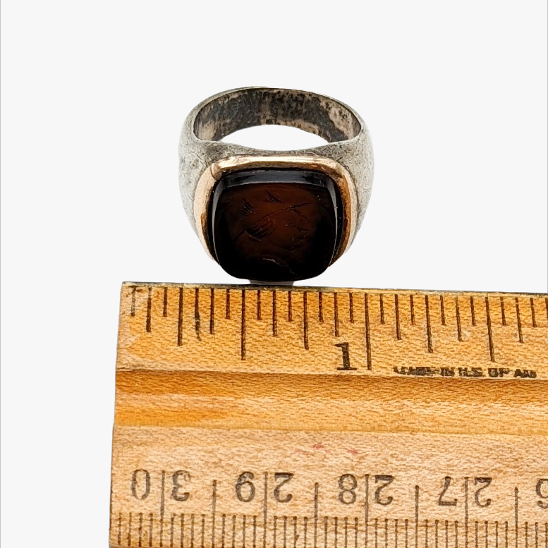 Vintage Sterling Silver Carnelian Intaglio Ring Size 5.25