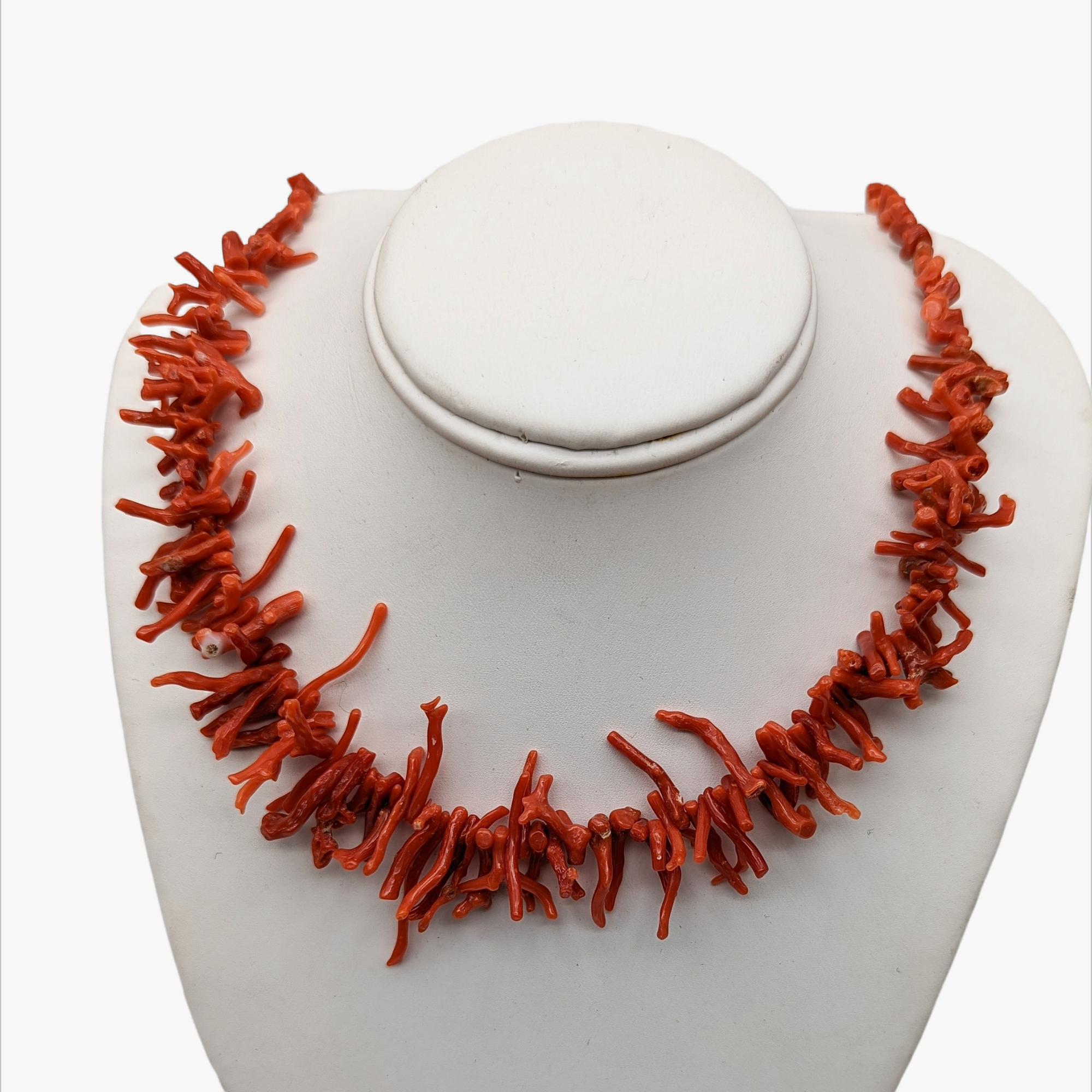Vintage Red Branch Coral Graduated Strand Necklace