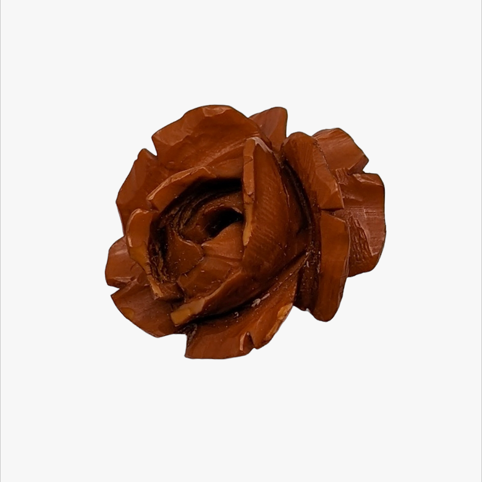 Vintage Toffee Bakelite 3D Carved Rose Brooch (As-Is)