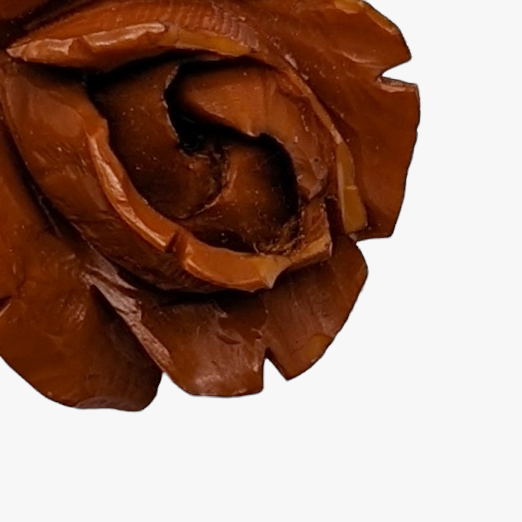 Vintage Toffee Bakelite 3D Carved Rose Brooch (As-Is)