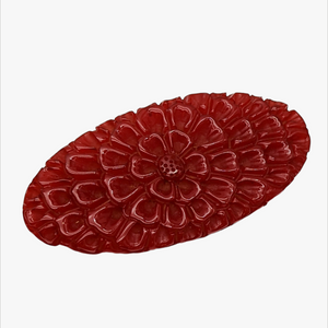 Vintage Cherry Red Giant Oval Carved Brooch