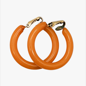 Vintage Butterscotch Bakelite Hoop Earrings