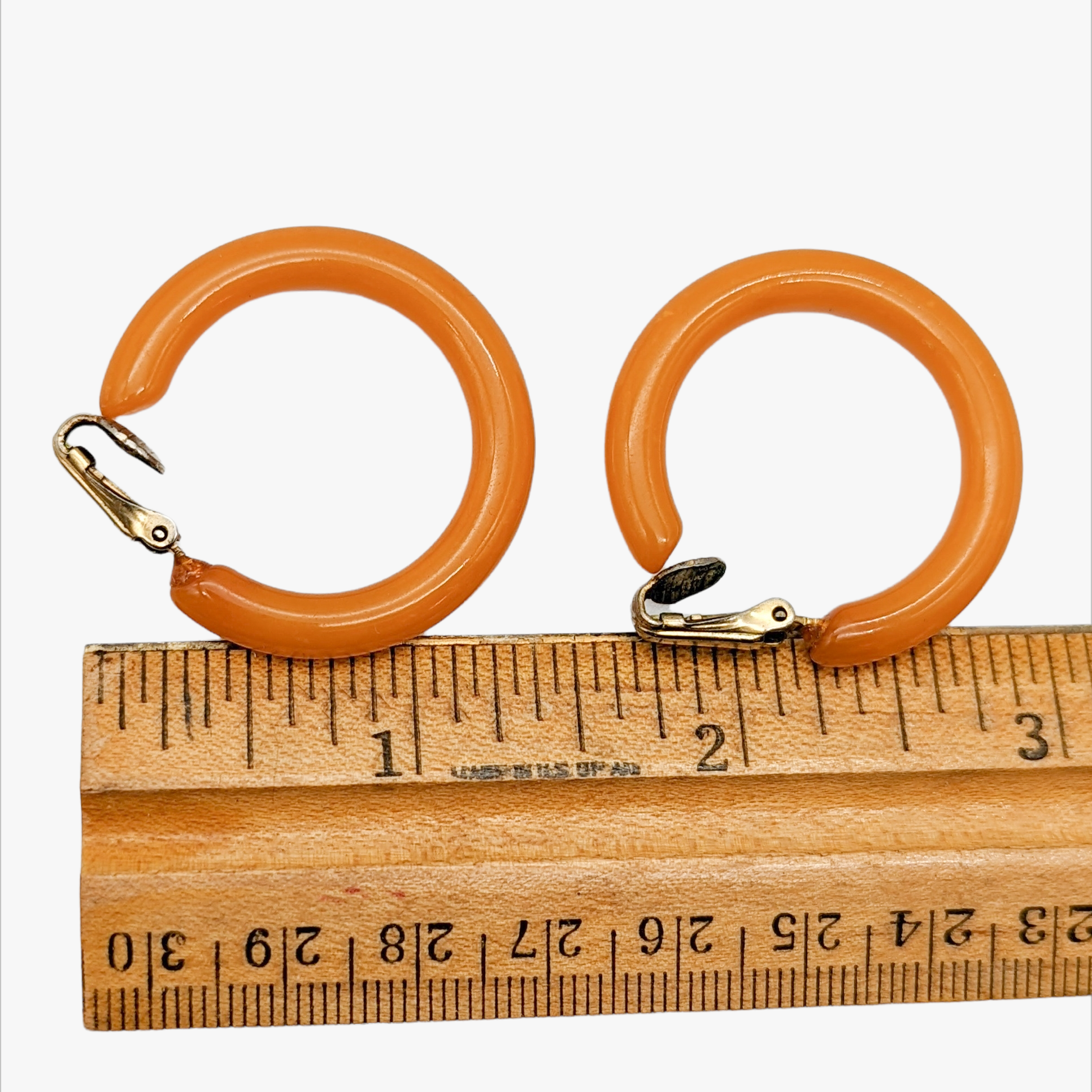 Vintage Butterscotch Bakelite Hoop Earrings