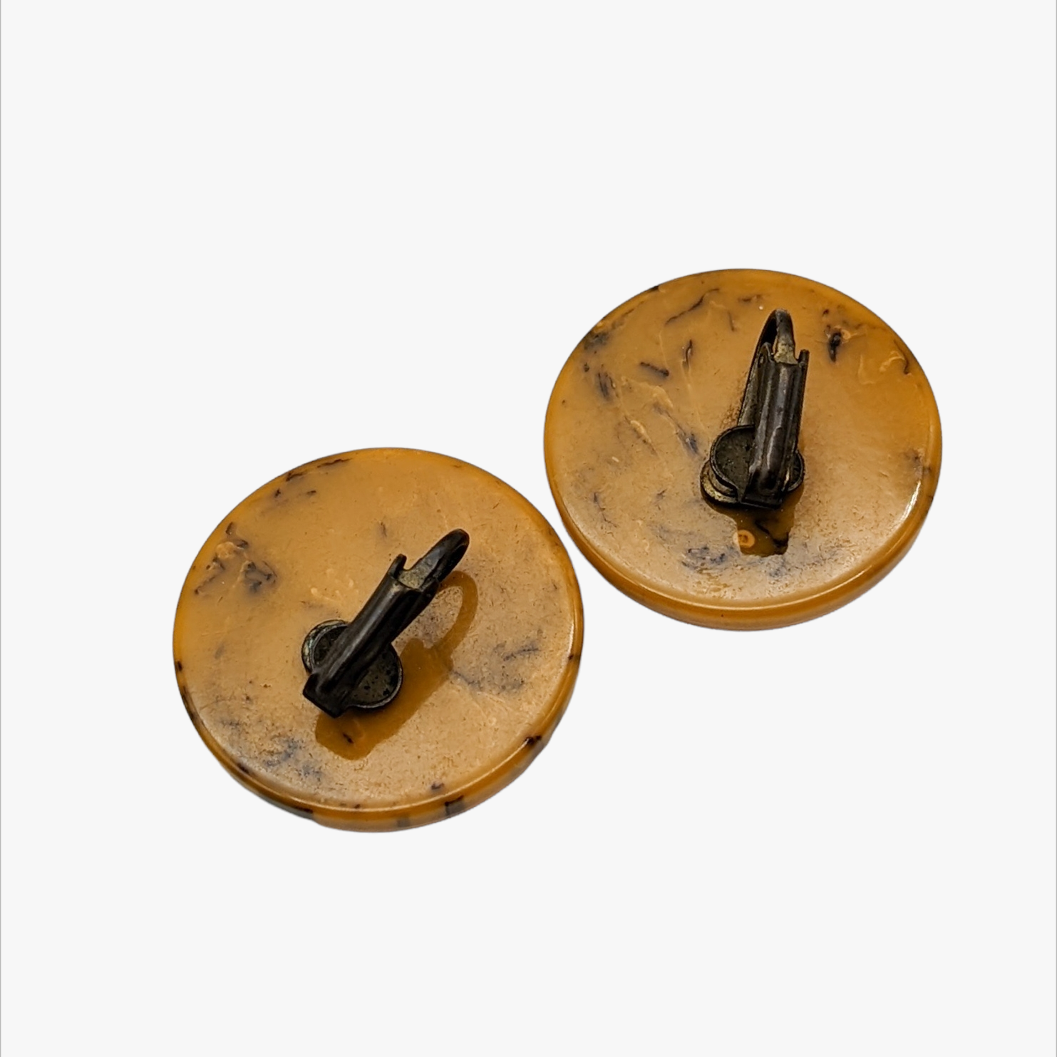 Vintage Marbled Toffee Bakelite Earrings