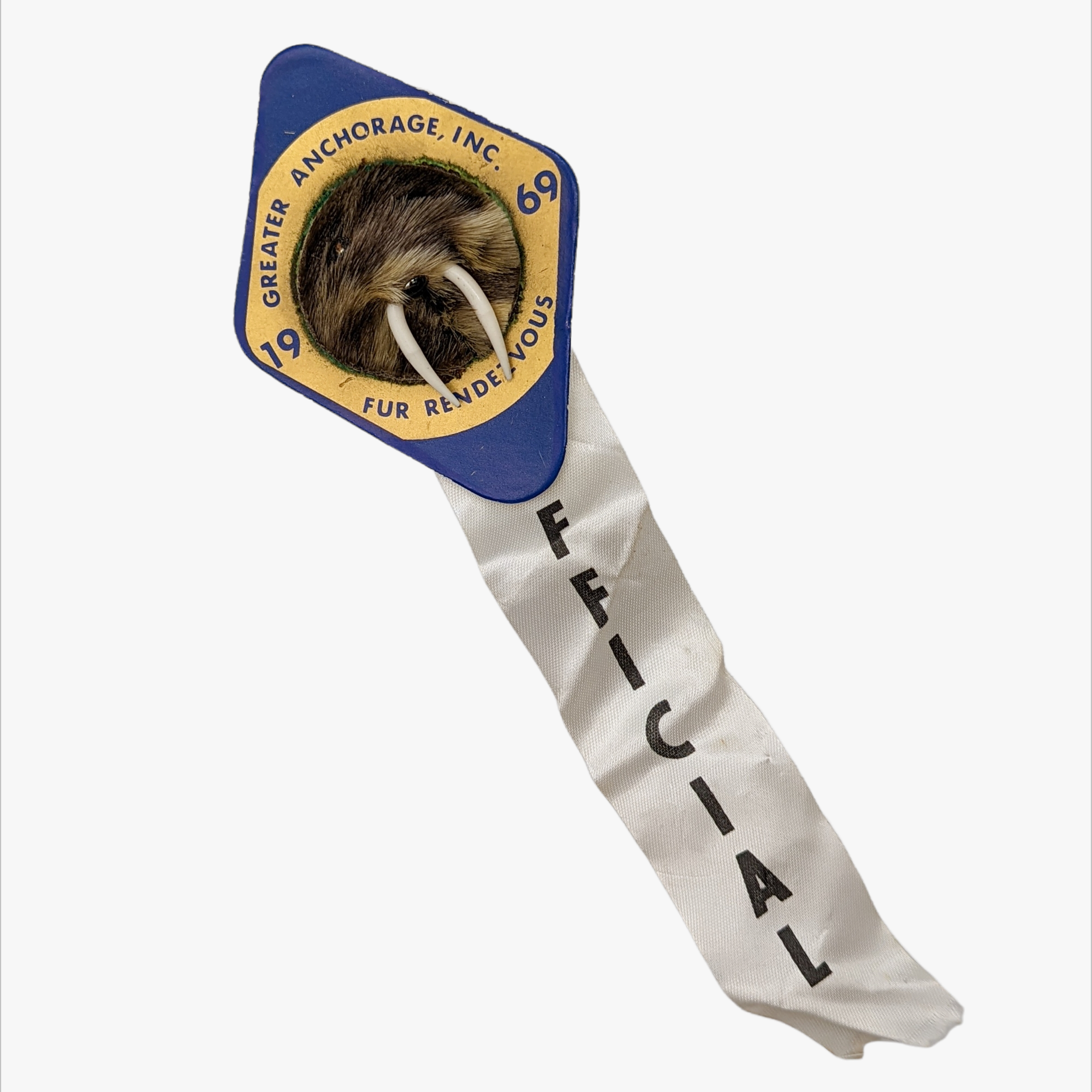 Vintage 1969 Alaska Fur Rendezvous Walrus Pin Official Badge