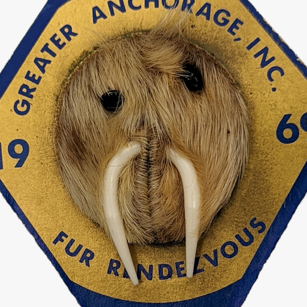 Vintage 1969 Alaska Fur Rendezvous Walrus Badge Pin