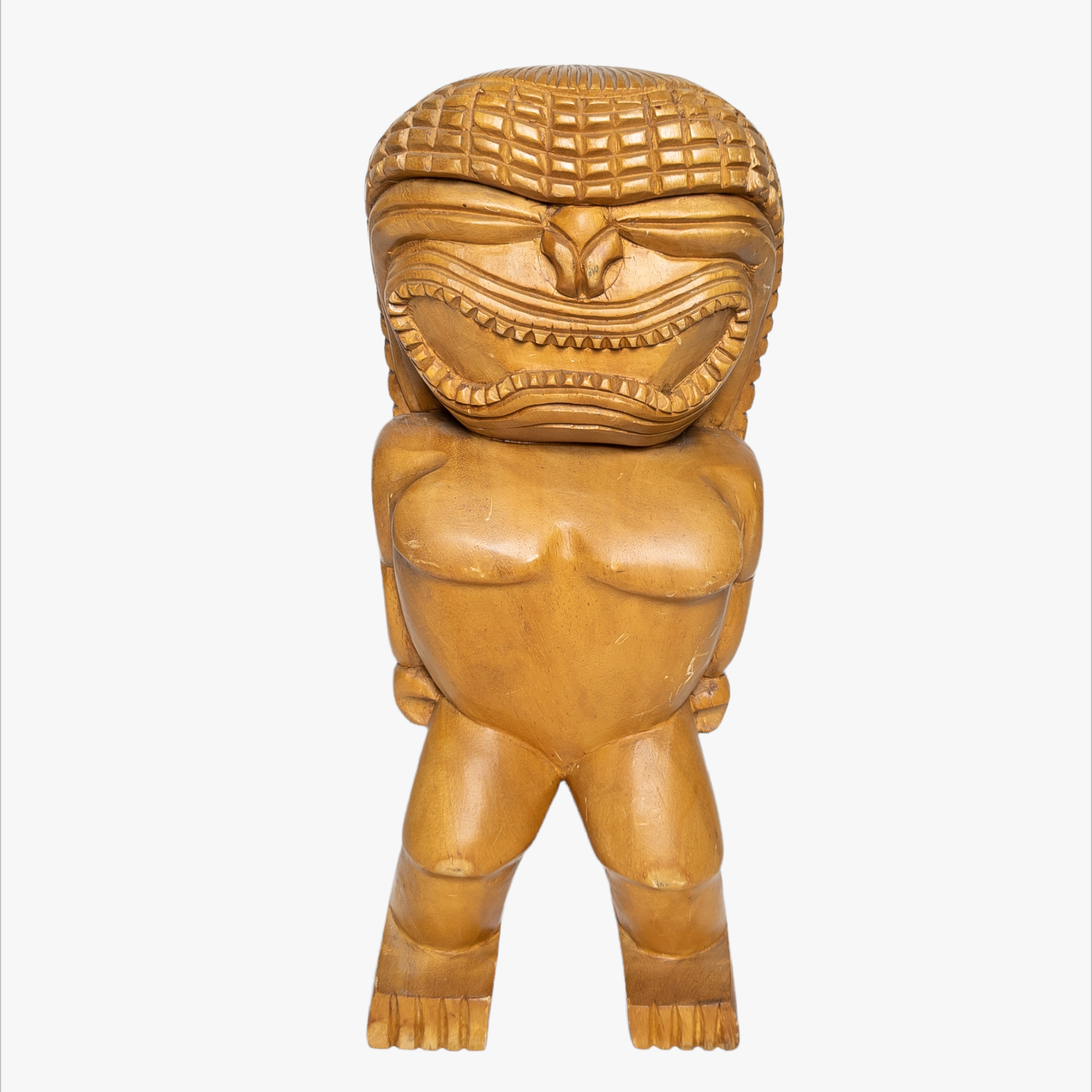 Vintage 17" Hand Carved Wood Tiki Statue