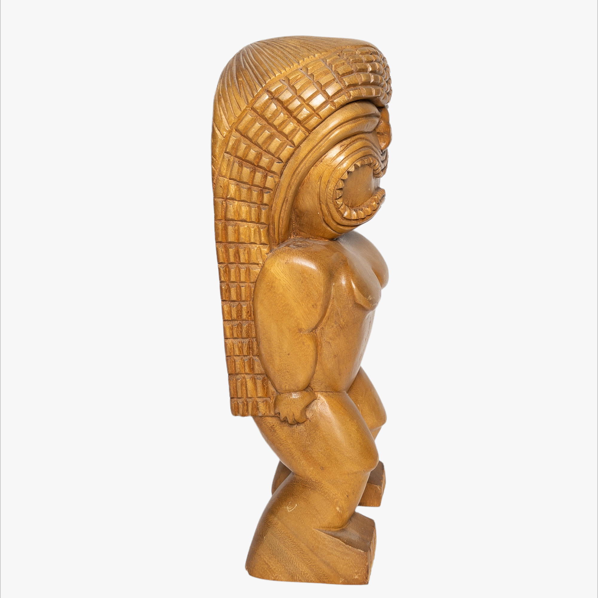 Vintage 17" Hand Carved Wood Tiki Statue