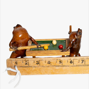 Vintage Taxidermy Frogs Playing Pool
