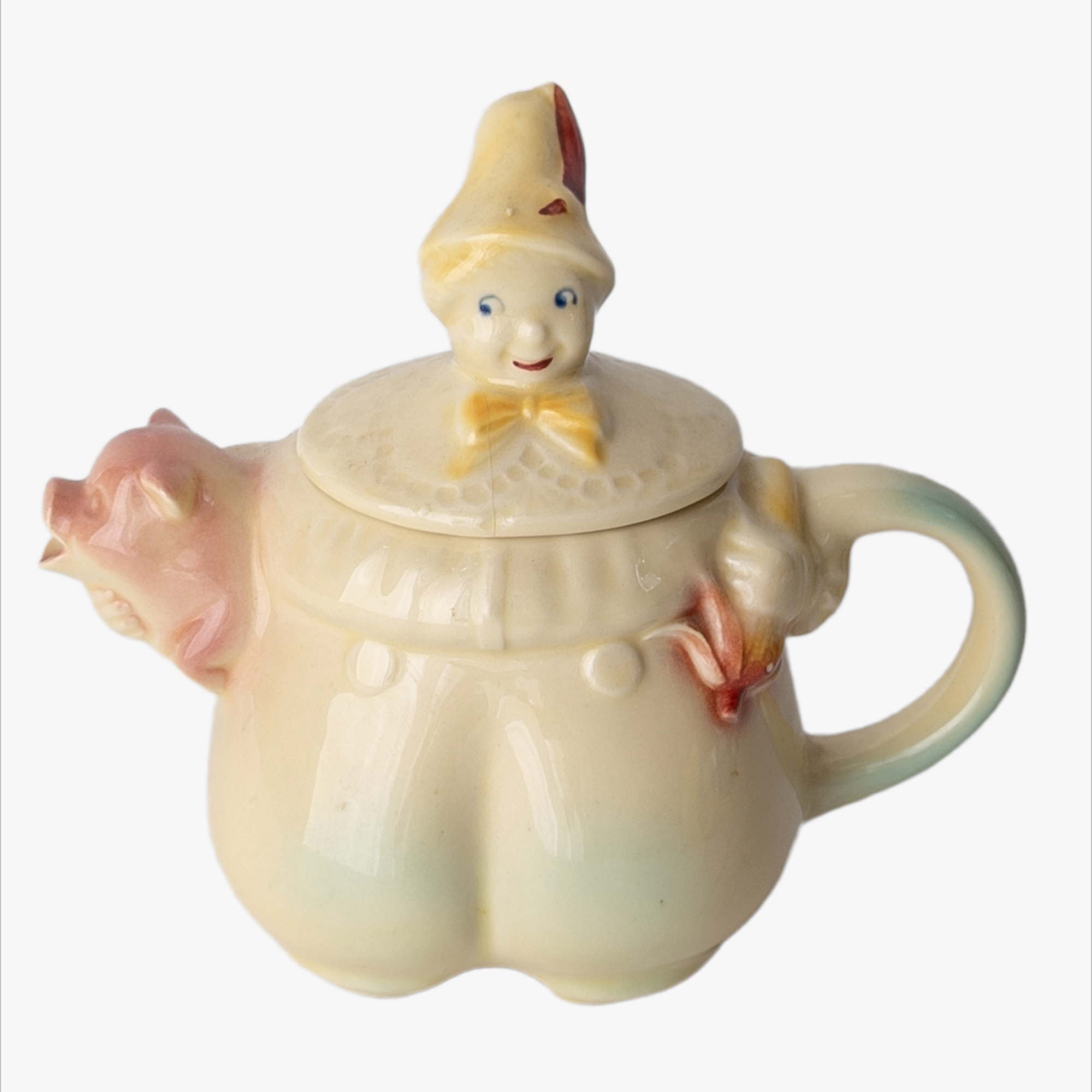 Vintage 1940s Clown Holding Pig Teapot