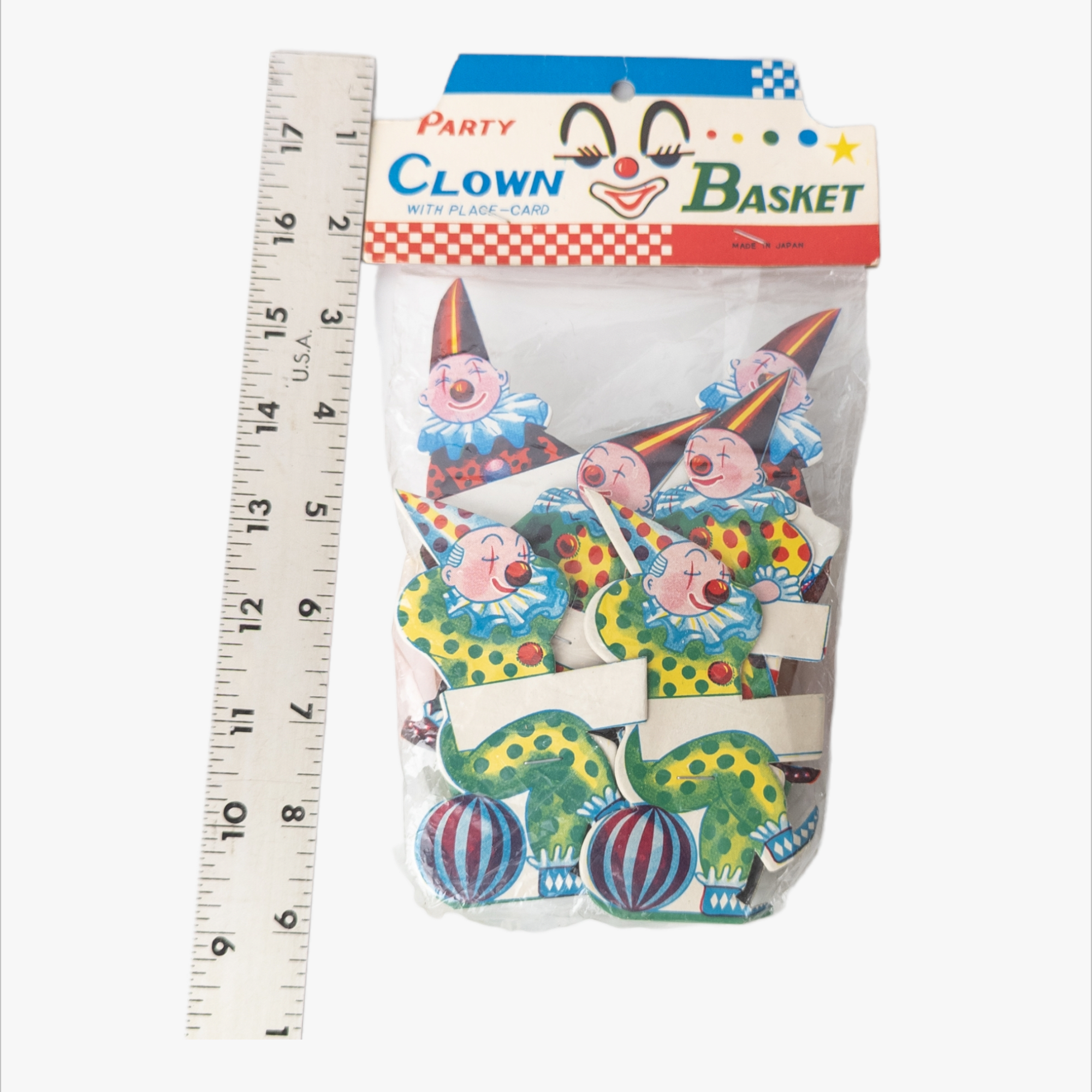 Vintage NOS Party Clown Basket Set Sealed Bag
