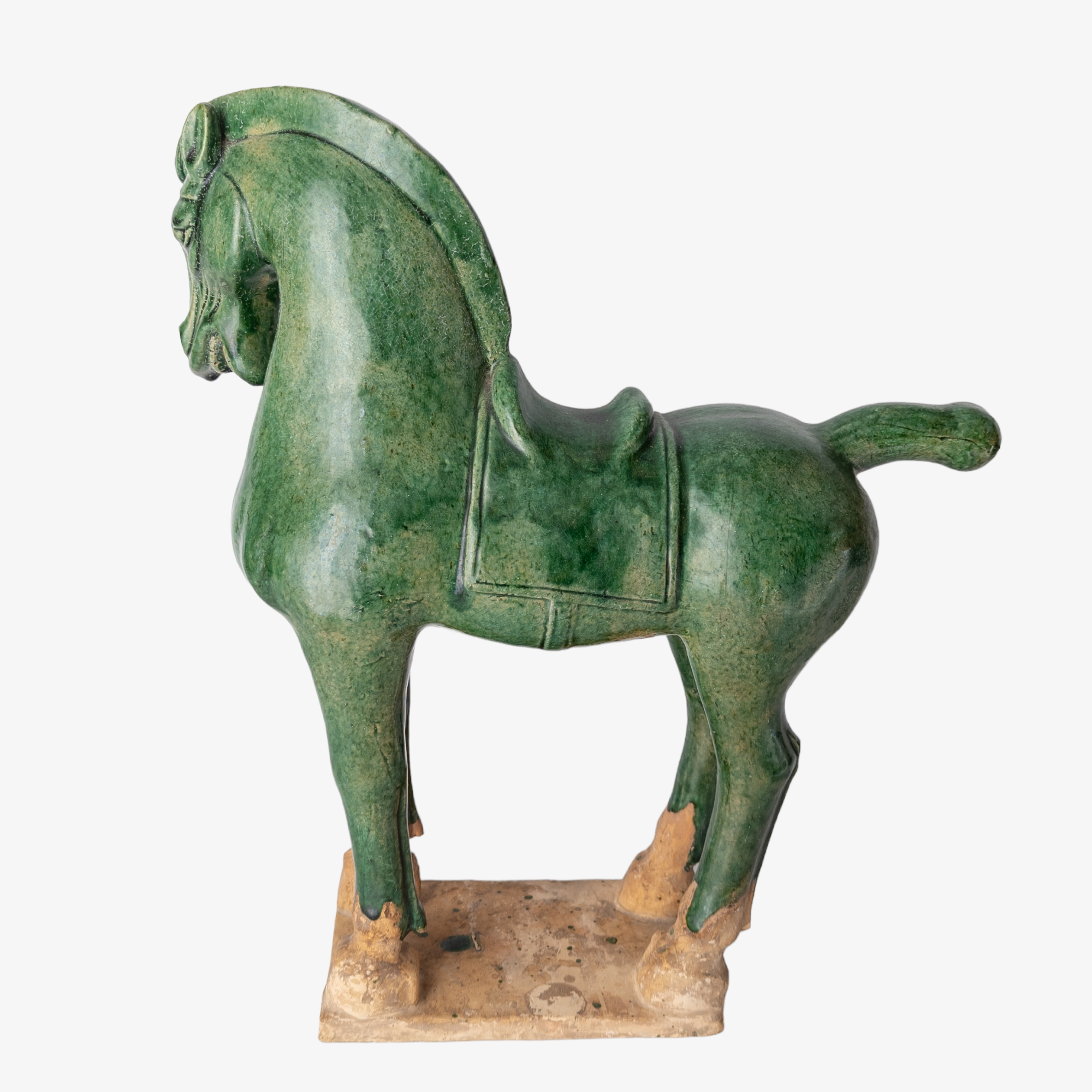 Monumental Antique Chinese Sancai Pottery Horse Statue