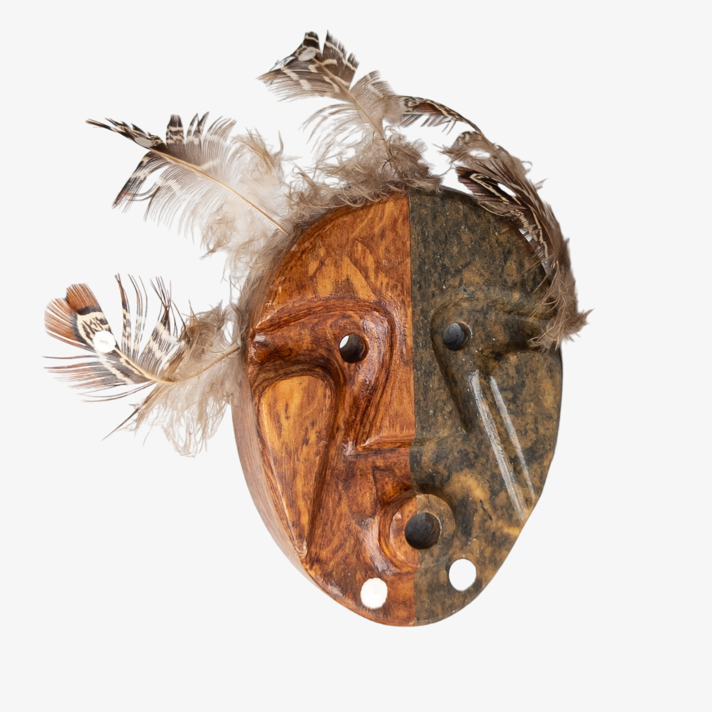 Wayne Komakhuk Native Alaskan Wood & Soapstone Spirit Mask