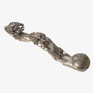 Chinese Bronze Dragon Ruyi Scepter