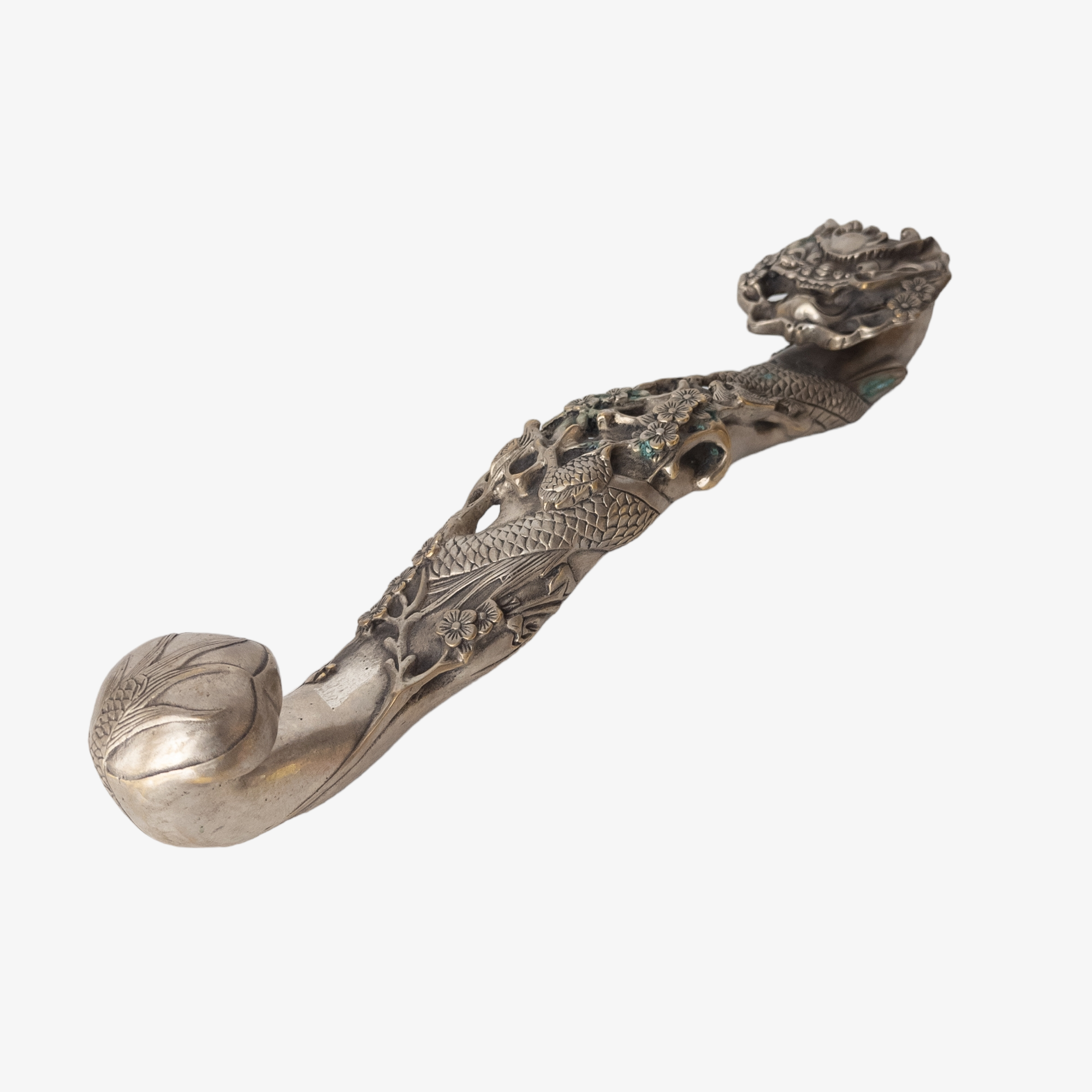 Chinese Bronze Dragon Ruyi Scepter