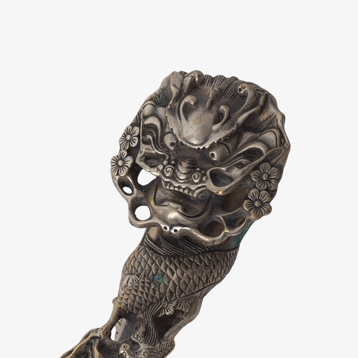 Chinese Bronze Dragon Ruyi Scepter